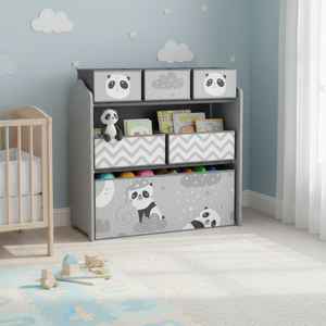 กล่องเก็บของเล่นสีเทา ขนาด 25 นิ้ว x 12 นิ้ว x 26 นิ้ว พร้อมช่องเก็บของ 6 ช่องสำหรับจัดระเบียบของเล่น - Product Image 3