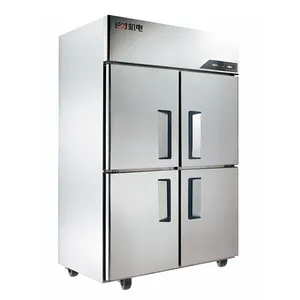 Ticari mutfak Chiller 4 kapılar paslanmaz çelik buzdolabı derin dondurucu restoran mutfak kullanımı için ticari buzdolabı