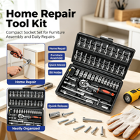 Kit d'outils à cliquet multi-pièces, ensemble de clés à douilles portables pour travaux domestiques, mécaniques et automobiles