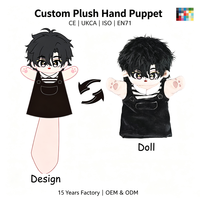 Marionnette à main personnalisée en peluche, poupée anime, jouet doux, conception personnalisée, fabricant OEM ODM, vente en gros