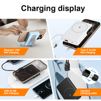 Batterie Externe Magnétique Portable Li-Polymère 10000 mAh 2-en-1 avec Chargeur Rapide (PD22.5W 20W) et Support LCD Sans Fil