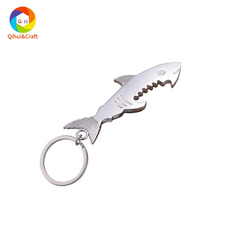 Free design Personalized creative metal key chain shark bottle opener key chain promotional small gift with LOGO men's keychain