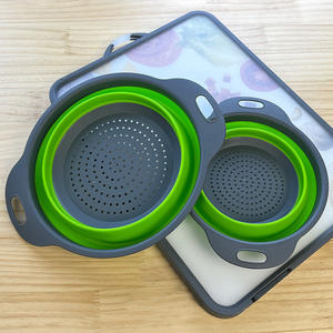 Katlanabilir bulaşık makinesi güvenli 3-Piece meyve yıkama seti mavi ile sürdürülebilir plastik çok fonksiyonlu mutfak kevgir - Product Image 3