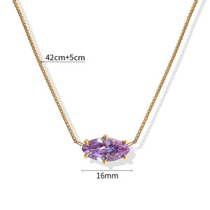 Nuevo diseño <span class=keywords><strong>de</strong></span> piedras preciosas ovaladas encanto collar cumpleaños regalo <span class=keywords><strong>mes</strong></span> joyería 18K chapado en oro personalizado Birthstone colgante collar - Product Image 6