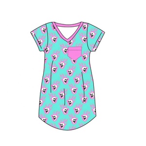 Robe <span class=keywords><strong>de</strong></span> <span class=keywords><strong>nuit</strong></span> pour petite fille en bambou <span class=keywords><strong>de</strong></span> haute qualité 230 GSM, imprimé citrouille d'Halloween, manches courtes - Product Image 3