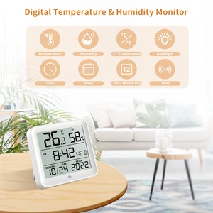 Metal Wall Clock with <strong>Thermometer</strong> Plus Hygrometer Meter Pet <strong>House</strong> Digital <strong>Thermometer</strong> Reptile Wifi <strong>Thermometer</strong> Hygrometer Wi-fi - Product Image 2