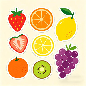 Autocollants miniatures découpés en forme de fruits, imperméables, en PP/PVC, imprimés offset, feuilles plates, étiquettes laminées en <span class=keywords><strong>film</strong></span> couleur CMYK pour enfants - Product Image 2