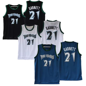 Maillots de basket rétro pour hommes, 21 Kevin Garnett Minnesota, haute qualité, respirants, broderie cousue, sans manches, vintage, classiques - Product Image 3