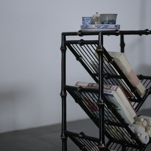 Chinese Style Bamboo Bookshelf <b>Small</b> Floor Standing Storage Shelf Antique Design For Study Room - Product Image 4