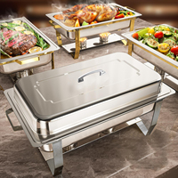 Ensemble de réchauds de buffet en acier inoxydable haute capacité, économique et de luxe, pour maintien au chaud et présentation des aliments en restaurant et hôtel
