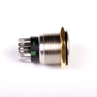 Toowei Interrupteur à bouton-poussoir à double pôle en acier inoxydable de 19mm