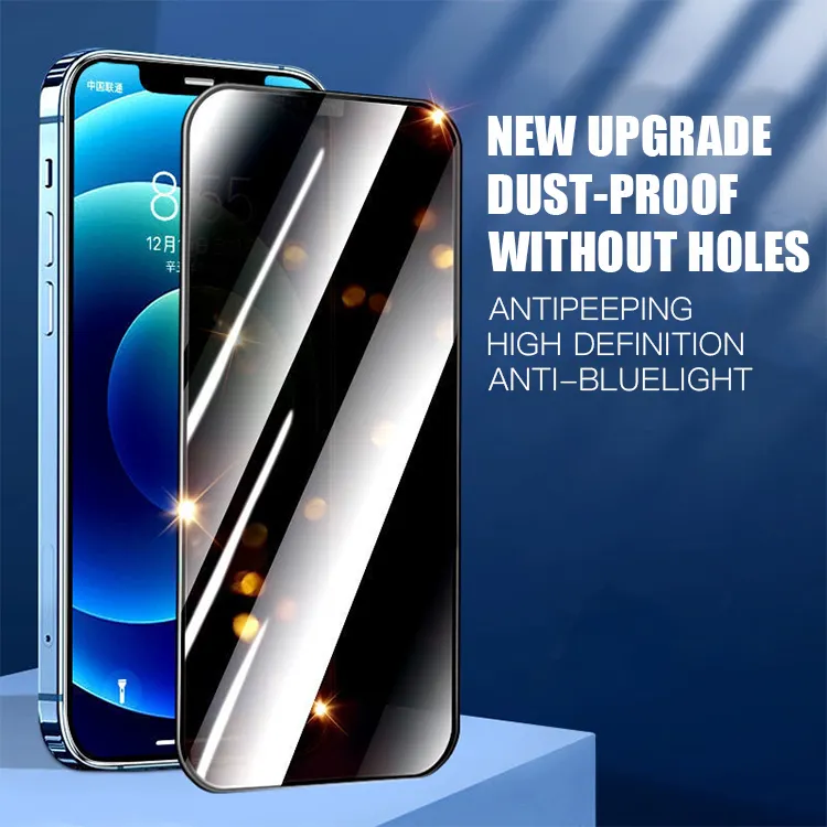 HD Tempered Film Non-porous Anti-Peep Anti-blue Light Cell Phone Screen Protector For Iphone 14 13 12 11 Pro Max