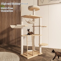 Tour pour chat en bois élégante, moderne, classique et luxueuse, avec nid douillet, hamac et décoration de salon intérieur, en carton