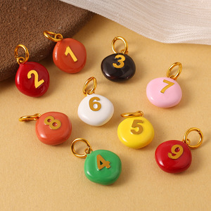 Breloques numérotées 0-9 en émail coloré, pendentifs en acier inoxydable, accessoires de bricolage de niche pour bracelets et colliers pour femmes - Vente chaude - Product Image 5
