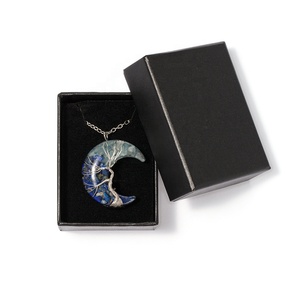 สร้อยคอจี้เรซิ่นรูปพระจันทร์เสี้ยวพันลวดทำมือ สร้อยคอจี้หินคริสตัลธรรมชาติบำบัดจักระ - Product Image 5