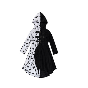 Robe de Cosplay 101 Dalmatians, Costume à capuche à manches longues à pois noir et blanc pour femmes, jeu de rôle Anime - Product Image 3