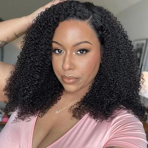 100% cheveux humains V partie perruque de cheveux humains sans laisser de côté Afor crépus bouclés perruques pour les femmes perruque brésilienne de cheveux humains - Product Image 6