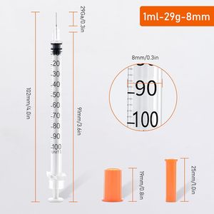 Jeringa de Insulina Naranja Desechable de Grado Médico de Fábrica de 1 ml, 0.5 ml, 0.3 ml, 31 g para Diabéticos con Aguja Fija - Product Image 4