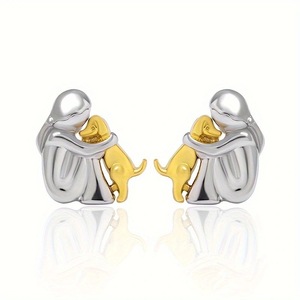 Set di Collana e Orecchini con Bambina che Abbraccia un Cane, Gioielli con Animali Domestici, Regalo per Bambine e Migliori Amiche - Product Image 4