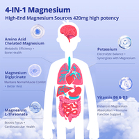 Capsules de bisglycinate de magnésium à haute absorption en gros, vitamine B6 pour le soulagement du stress, 60 capsules/flacon, améliore la mémoire et le sommeil