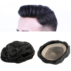 Prothèse capillaire pour <span class=keywords><strong>homme</strong></span> authentique noire 1b ondulée, légère, haute densité, résiliente, invisible, confortable, robuste, sans nœuds, base mono PU - Product Image 2