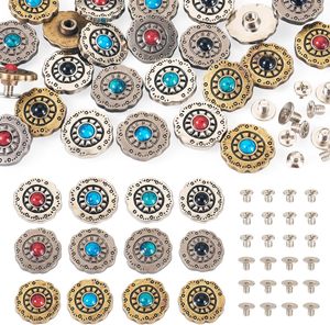 Sets <b>Leather</b> Decorative Conchos Turquoise Decorative Buttons Metal Rapid <b>Rivet</b> Vintage Western <b>Leather</b> Replacement Buckles For D - Product Image 1