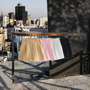 Shorts Casuales de Oficina para Mujer, al por Mayor, Ecológicos, Antiarrugas, Transpirables, de Tela No Tejida, de Cintura Alta, Color Sólido, con Bolsillos y Cierre de Botones - Product Image 3