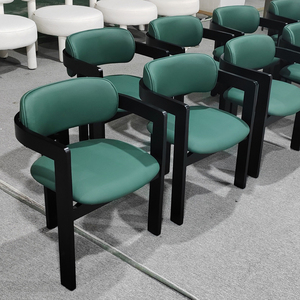 Chaises de salle à manger à cadre en bois massif <span class=keywords><strong>noir</strong></span> avec tissu <span class=keywords><strong>beige</strong></span> Nordic Light <span class=keywords><strong>chaise</strong></span> de salle à manger de luxe tabouret arrière de ménage - Product Image 3