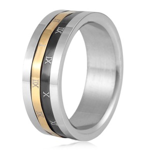 yunnique <b>Titanium</b> Steel <b>Ring</b> Roman Numeral Rotating Men's Fashion Jewelry Steel Color Geometric Design Gift - Product Image 1