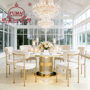 Modern Stainless Steel & MDF <b>Round</b> Black Banquet Dining <b>Table</b> Set for Hotel and <b>Outdoor</b> Use - Product Image 1