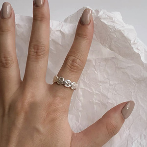 <b>Sterling</b> <b>Silver</b> Textured Stackable <b>Ring</b> Geometric Design <b>Adjustable</b> Opening Everyday Wear Unisex Jewelry - Product Image 2