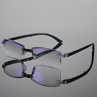 2025 hommes diamant coupe bord lunettes de lecture Anti-bleu clair bleu Film intégré en gros métal lunettes de lecture