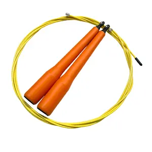 Corda per saltare regolabile su misura per il Fitness in PVC con rivestimento in filo di acciaio corda per saltare ad alta velocità con Logo