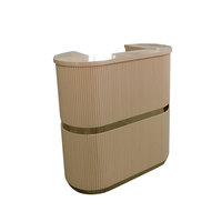 Bureau de réception en bois rose et blanc avec logo personnalisé pour bureau, salon de beauté, salon de coiffure, magasin de détail, hôtel, salle de sport, bar - Nouveau design de table d'accueil