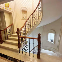 Système d'escalier intérieur en vente chaude, poignée confortable pour la rampe d'escalier, balustre, balustrades et rampes, grand volute
