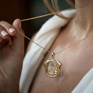Collar con Colgante <span class=keywords><strong>de</strong></span> Animalito Personalizado para Mujer, Chapado en Oro <span class=keywords><strong>de</strong></span> 14K, Medallón con Recuerdos, Collar con Colgante <span class=keywords><strong>de</strong></span> Cachorro - Product Image 3