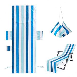 Microfiber Lightweight Printed Pattern <b>Foldable</b> Lounger Beach Towel Chair Cover Storage Pockets - Product Image 2