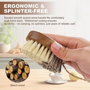En stock <span class=keywords><strong>Brosse</strong></span> de nettoyage suspendue en bois de santal et sisal pour la cuisine, pour pommes de terre et carottes - Product Image 4
