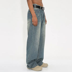 TOPSHOW DENIM Custom Baggy Jeans Herren Lose übergroße Hose mit weitem Bein und boden langer, gerader Jeans Vintage Herren jeans - Product Image 4
