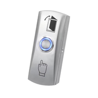 Botón de Salida con Luz LED para Control de Acceso, Material de Aleación de Zinc, Botón de Apertura de Puerta con Caja Inferior