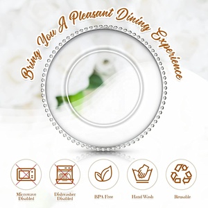 قابلة لإعادة الاستخدام ، مع حافة الشظية ، ديكور حفلات الزفاف من البلاستيك الصلب PS مستديرة - Product Image 2