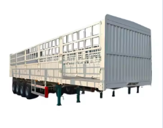 3 Axle Steel Fence Stake Cargo Drop Side Flatbed Semi <b>Trailer</b> 12r22.5 - Product Image 2