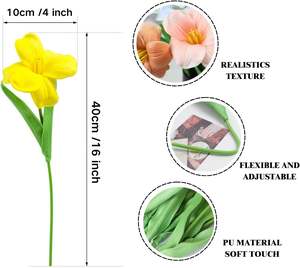 Ramo de Tulipanes Artificiales de Seda de Alta Calidad para Decoración del Hogar, Sala de Estar, Accesorios de Fotografía, PU - Product Image 2