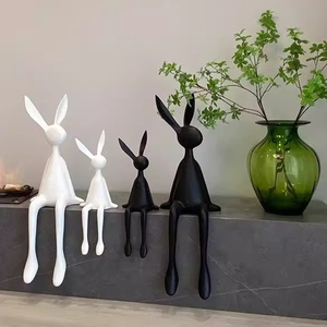 تمثال أرنب مجردة من الراتنج ، تمثال أرنب حديث ، زخرفة للديكور المنزلي - Product Image 6