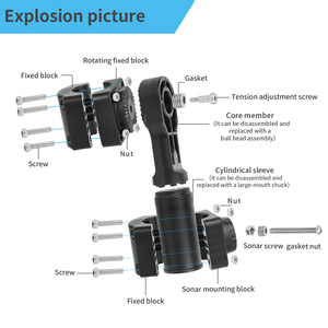 Support de poteau VINmounts à mode de perspective réglable pour transducteur Garmin LiveScope Plus LVS34, modèle VIN-TYQ-FD01 - Product Image 6