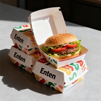 Boîte à hamburger en papier, emballage pour hamburger, boîte à emporter pour nourriture, frites avec hamburger, boîte d'emballage pour hamburger