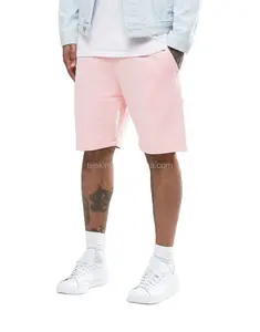 Drawstring Waistband Side Pockets 100% Cotton Men's Pink Shorts