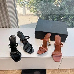 Elegant High-End Women's Heeled Sandals Neutral New French Design Pointed <b>Toe</b> Empty Back Soft Bottom Hollow Increased Height - Product Image 1