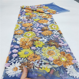 Đầy Màu Sắc <span class=keywords><strong>Sequin</strong></span> Pháp Ren Vải Hoa Thân Thiện Với Môi <span class=keywords><strong>100</strong></span>% <span class=keywords><strong>Polyester</strong></span> Thời Trang Của Phụ Nữ Wedding Dresses Evening Gowns Bead - Product Image 5