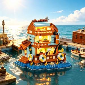 Blocchi da Costruzione Cabina sul Lungomare, Piccolo Giocattolo in Plastica ABS con Luce Calda, Educativo, Scala 1:8, Puzzle Fai-da-Te, Età 14+ - Product Image 1